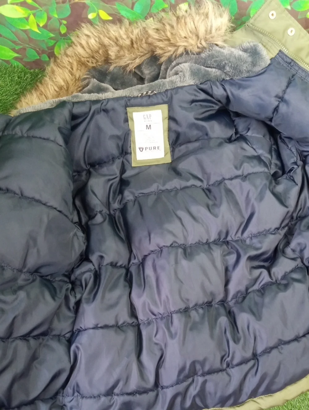 🛝 GAP Kids Olive Green Jacket with Navy Lining